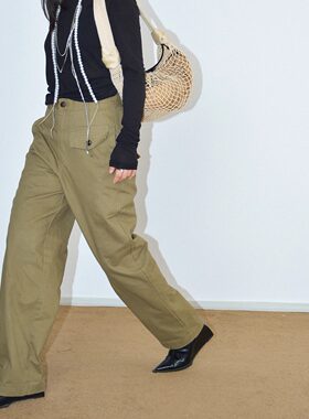 美式复古工装裤高腰宽松拖地裤