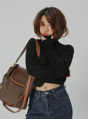 YELLOWQUEEN店主自留独家定制真皮拼接老花凯旋门 复古斜跨翻盖包