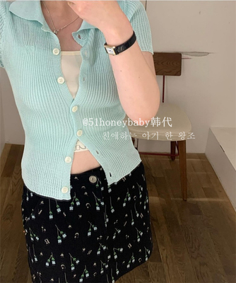 直邮针织刺绣翻领polo领上衣短袖
