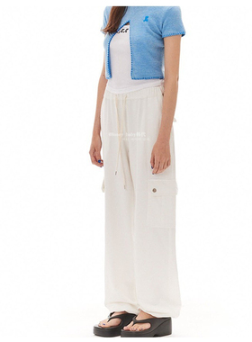 韩代潮牌Rest and Recreation松紧抽绳腰宽松直筒裤 工装裤阔腿裤