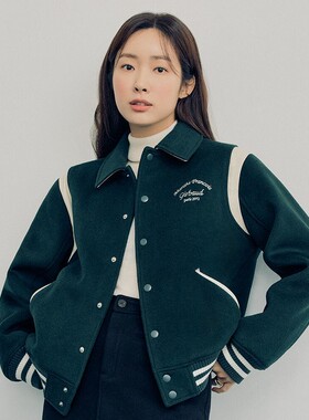 韩代潮牌MARITHE FRANCOIS GIRBAUD毛尼夹克Jennie金智妮棒球外套