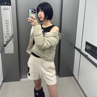 韩代潮Rest And Recreation2024冬款轻薄轻盈刺绣短款羽绒服外套