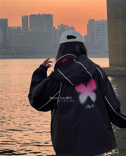 韩代潮牌Phyps x Butterfly联名渐变蝴蝶印花连帽夹克冲锋衣外套