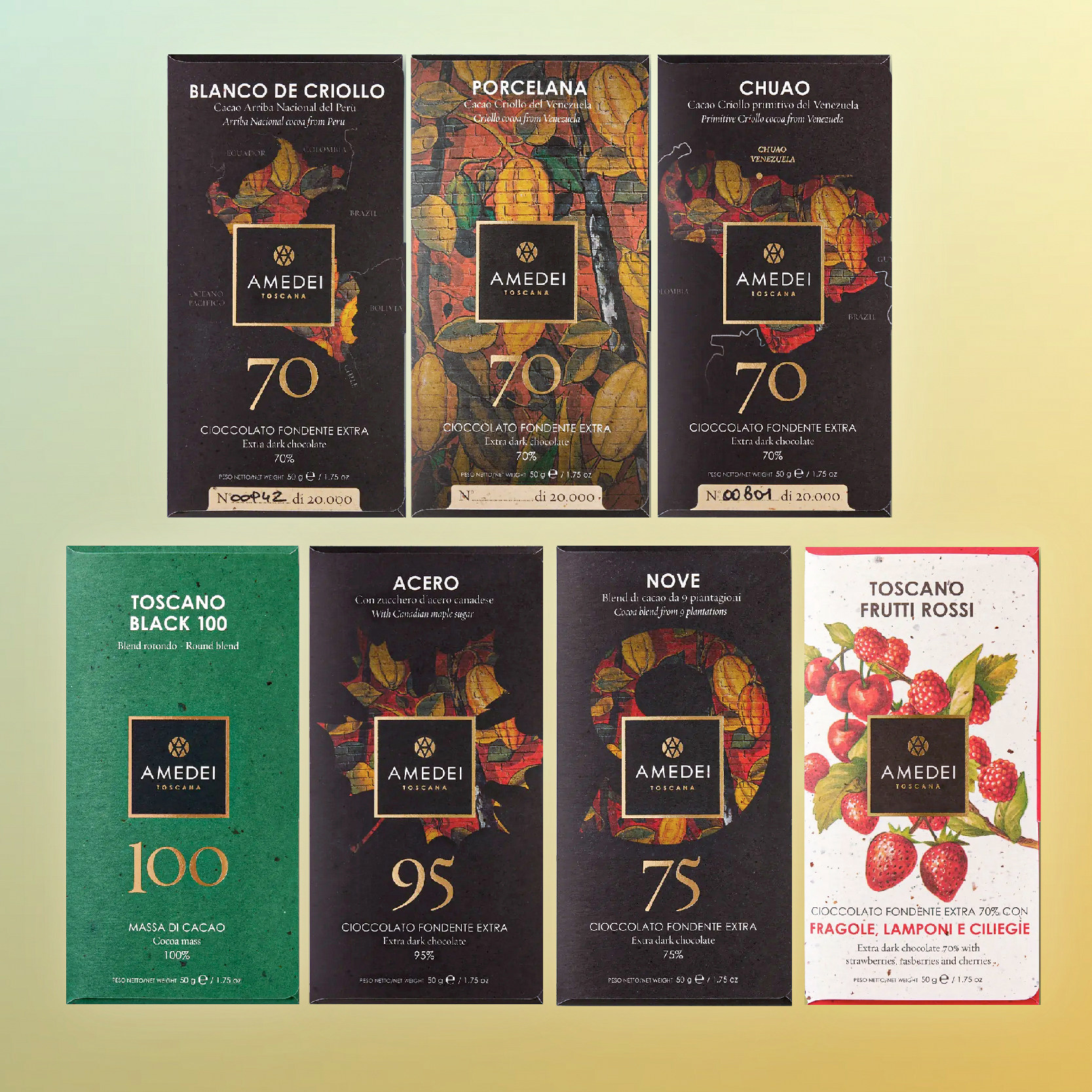 意大利amedei porcelana70%黑巧克力criollo稀有可可限量2万片