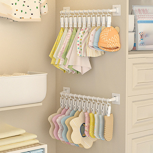 宝宝口水巾收纳架婴儿衣服整理架