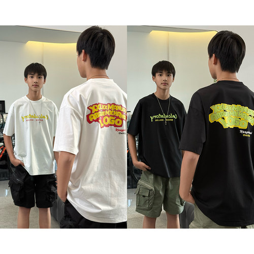 XT1840小赖家青少年26夏季新款字母印花短袖上衣男童凉感休闲T恤