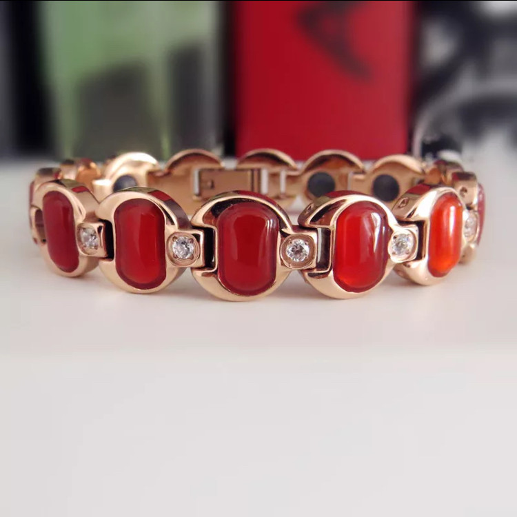 新品台湾KOTO 高档红玛瑙 锆石 玫瑰金 漂亮 抗疲劳手链 时尚手链