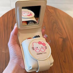 高颜值口红包带镜子随身便携旅行补妆小包轻便随身化妆收纳保护套