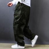 春秋纯棉潮牌宽松直筒中腰长裤 裤 2025 复古水洗大口袋工装 军绿美式