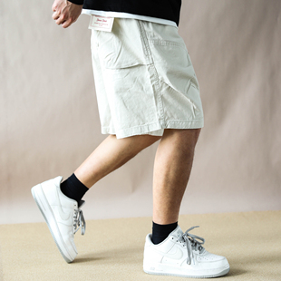 工装风多口袋短裤男夏季宽松五分裤米白色休闲裤2026男款青年户外