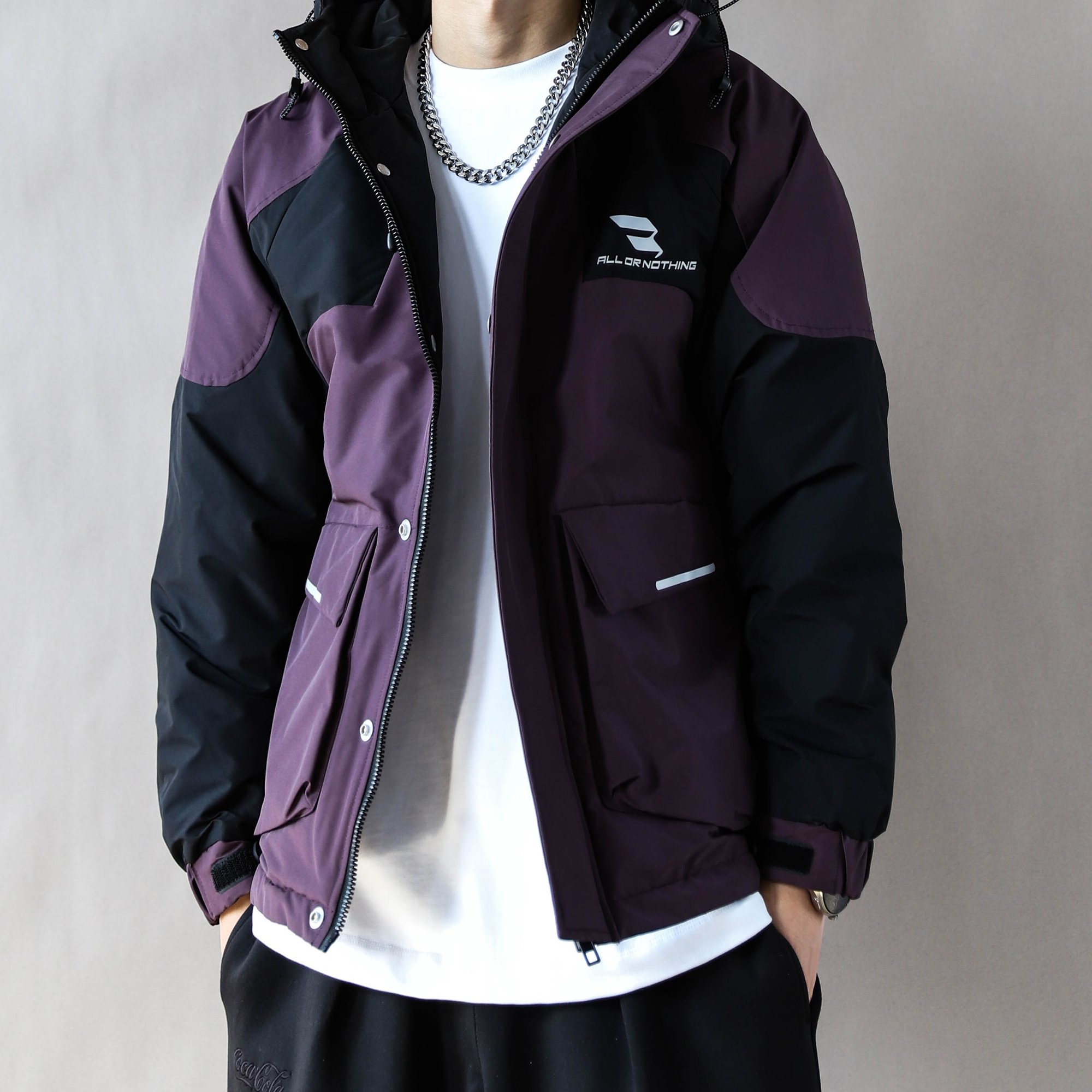 美式复古连帽羽绒服男款秋冬季2025外套青年宽松上衣新款羽绒衣