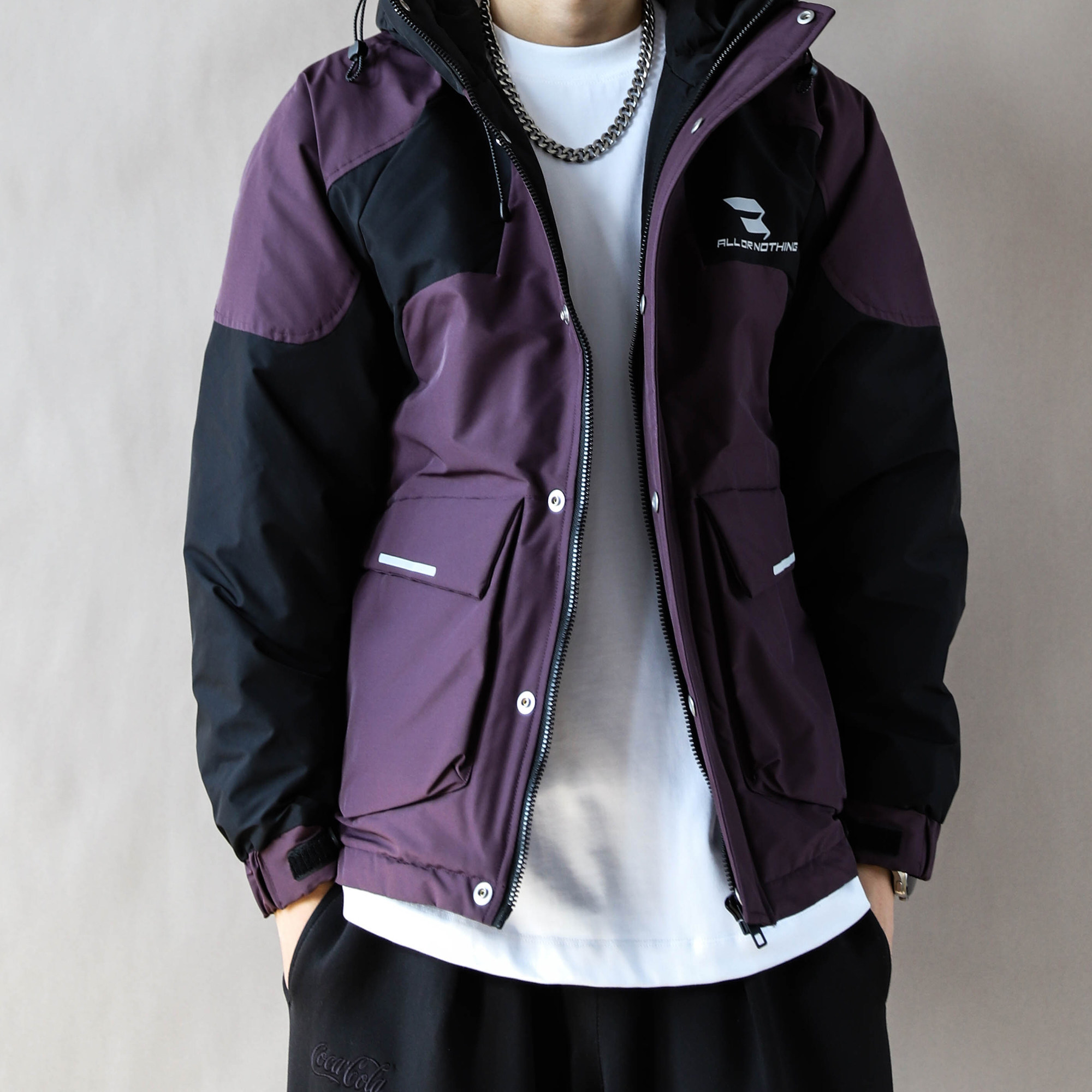 美式复古连帽羽绒服男款秋冬季2025外套青年宽松上衣新款羽绒衣