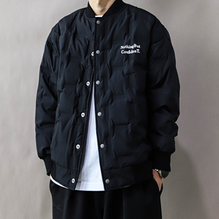 复古外套加肥加大码 美式 宽松上衣潮牌黑色 2025新款 羽绒服男冬季