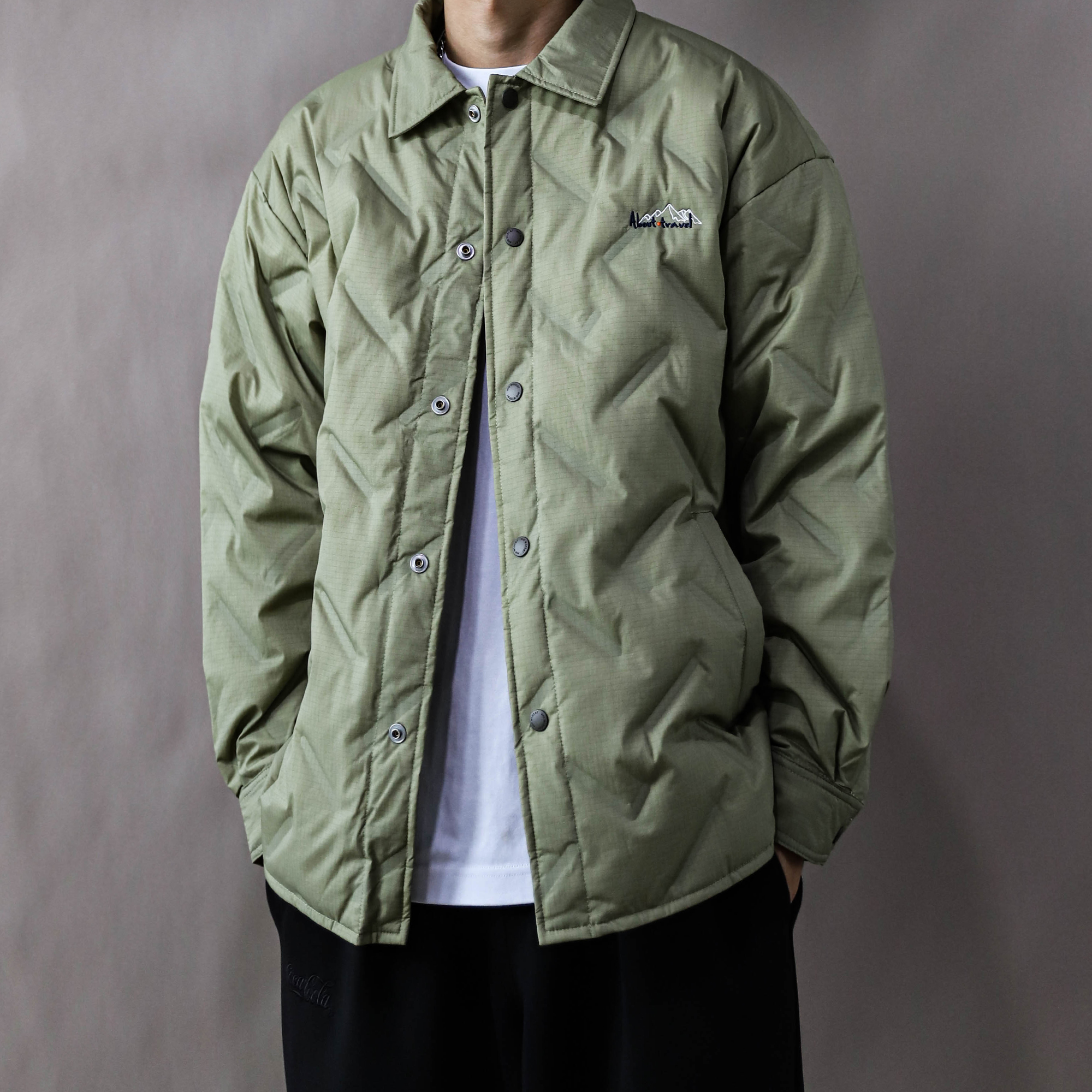 冬季美式休闲痞帅2025军绿色轻薄款羽绒服男宽松加肥加大翻领外套