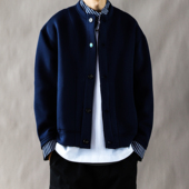 美式 复古假两件外套男春秋潮牌宽松休闲2025新款 高街立领夹克卫衣