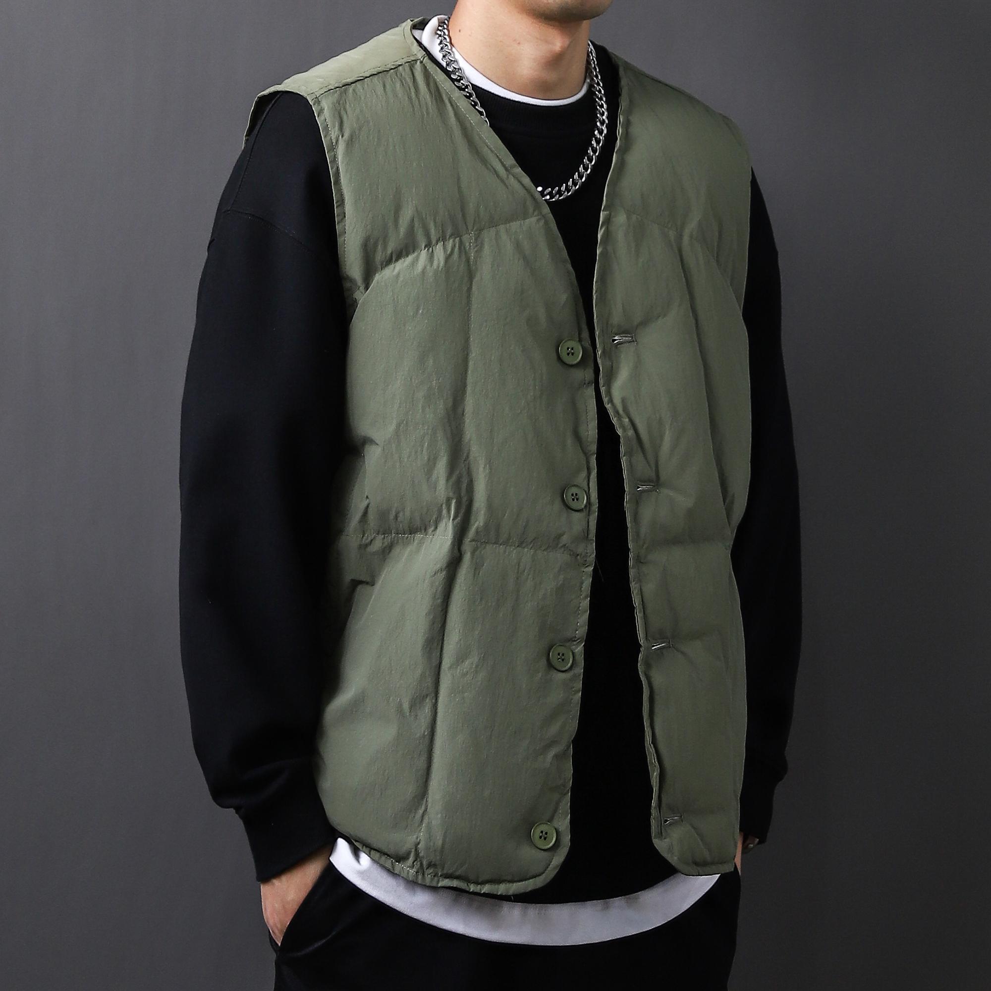 秋冬季简约纯色无领棉马甲