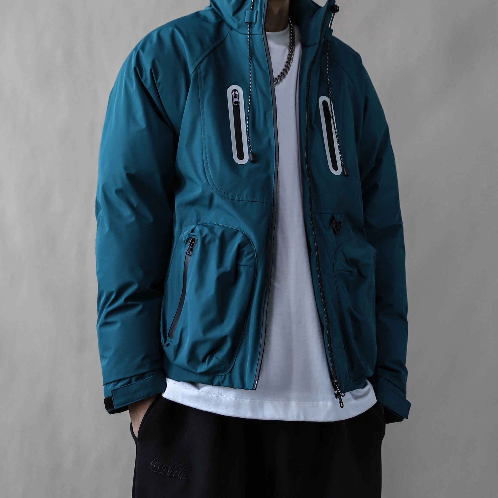 户外机能风立领棉衣男冬季宽松工装加厚保暖外套青年潮2025蓝色