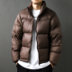 90白鸭绒亮面2025秋冬美式 立领面包纯色加厚宽松羽绒服外套男咖色