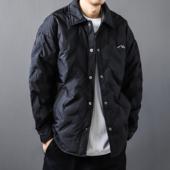 宽松外套 轻薄款 90白鸭绒羽绒服刺绣翻领菱格纹潮流男大码 2026冬季