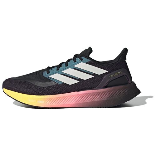 adidas PUREBOOST 5 舒适百搭 低帮跑步鞋 男女同款 黑白色 IH383