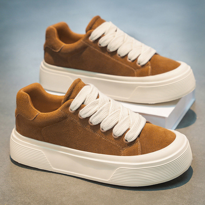 男鞋2026新款春季复古翻毛皮百搭休闲板鞋青少年厚底增高运动超鞋,流行男鞋,单鞋,淘宝优惠券,粉丝福利购,淘宝优惠卷