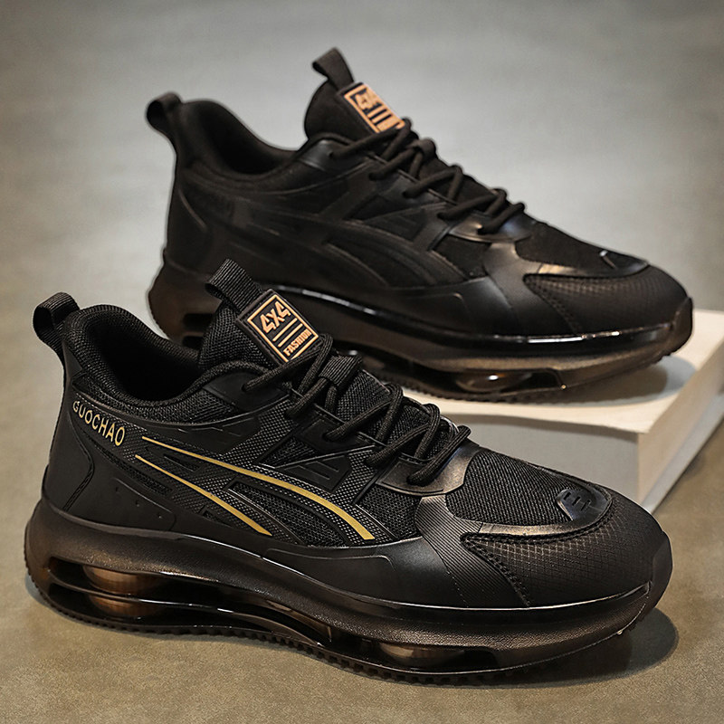 男鞋2025新款秋季网面透气百搭休闲运动鞋跑步气垫厚底黑色老爹鞋,流行男鞋,时尚休闲鞋,淘宝优惠券,粉丝福利购,淘宝优惠卷