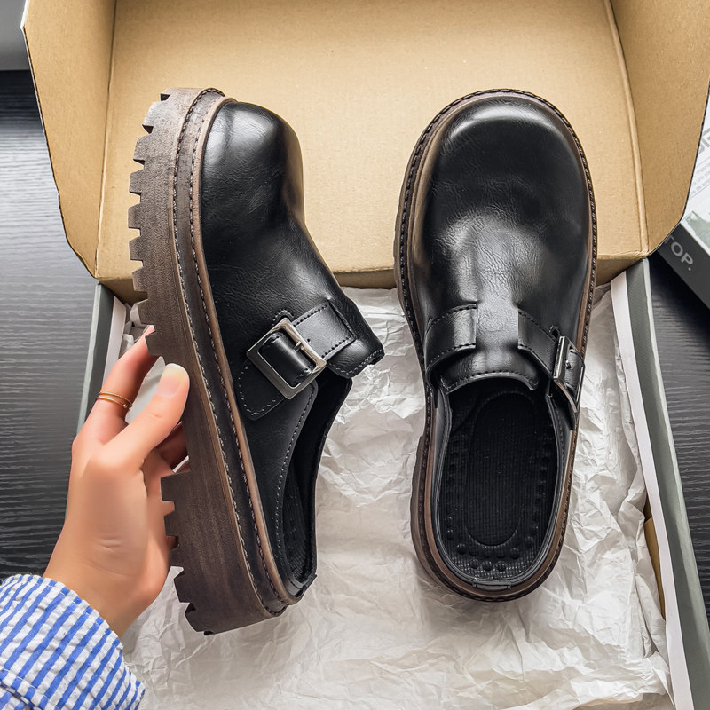 包头拖鞋男冬季外穿一脚蹬防滑休闲大头皮凉鞋英伦商务开车半拖鞋,流行男鞋,包头拖,淘宝优惠券,粉丝福利购,淘宝优惠卷