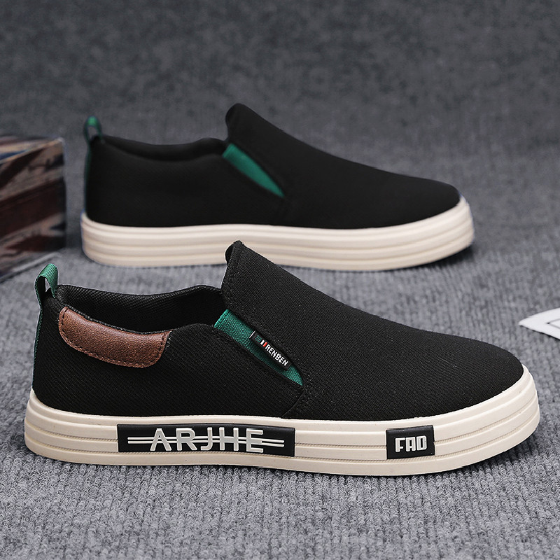 老北京布鞋男2025新款夏季潮流百搭休闲板鞋懒人一脚蹬黑色帆布鞋,流行男鞋,布鞋,淘宝优惠券,粉丝福利购,淘宝优惠卷