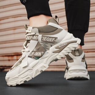 高帮男鞋2026新款秋季潮牌百搭休闲运动鞋男款厚底增高中帮老爹鞋