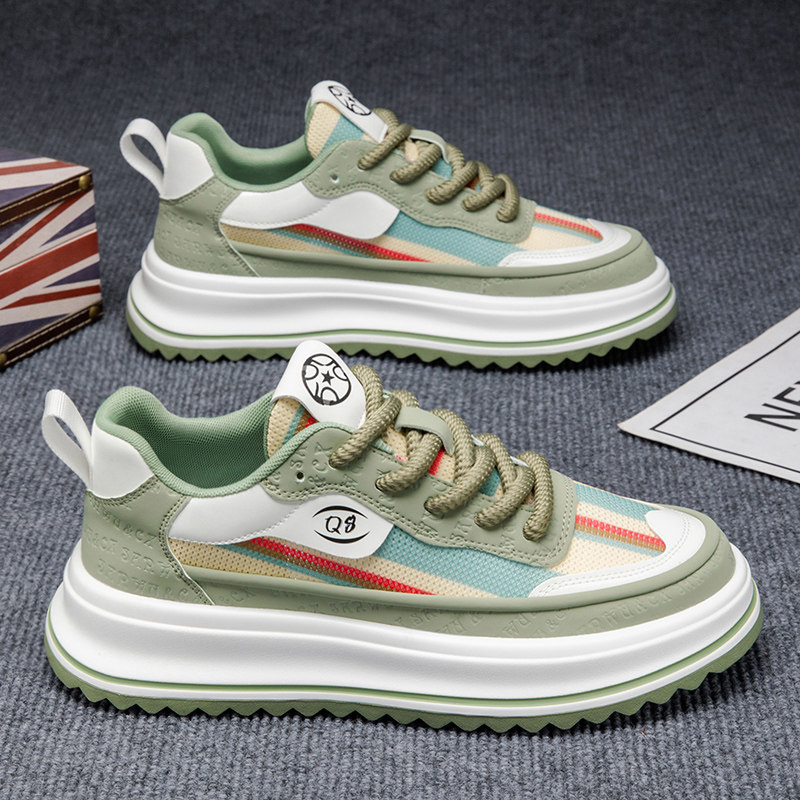 男鞋秋季透气网面高级感百搭运动休闲板鞋青少年厚底增高老爹潮鞋,流行男鞋,单鞋,淘宝优惠券,粉丝福利购,淘宝优惠卷