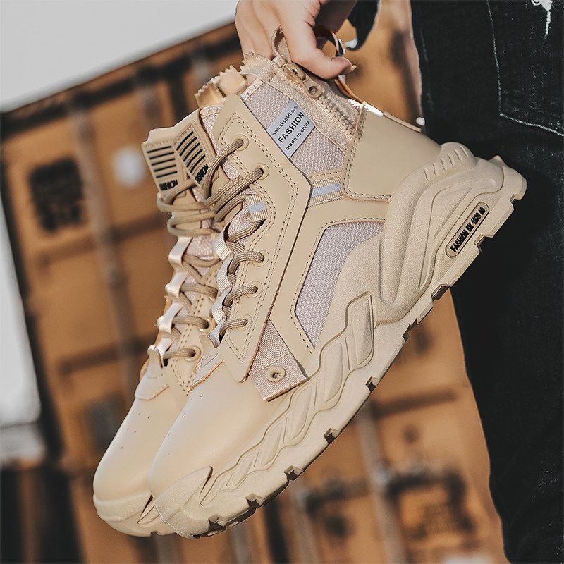 MARTIN BOOTS MENS SHOES WINTER HIGH-TOP BRITISH STYLE VINTAGE CARGO BOOTS PLATFORM SOLE WATERPROOF OUTDOOR MOUNTAINEERING DESERT COMBAT BOOTS