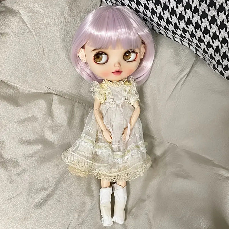 bjd小布娃娃假发346分可爱齐刘海短直发可手改娃用假毛头发套毛胚