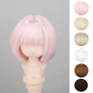 bjd娃娃假发3分4分6分柔软丝sd人偶熊妹短头发齐刘海bobo头毛坯发