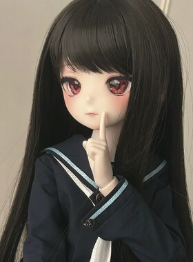 bjd娃娃假发齐刘海黑色长直发装扮现货3分4分6分sd假毛头套毛坯发