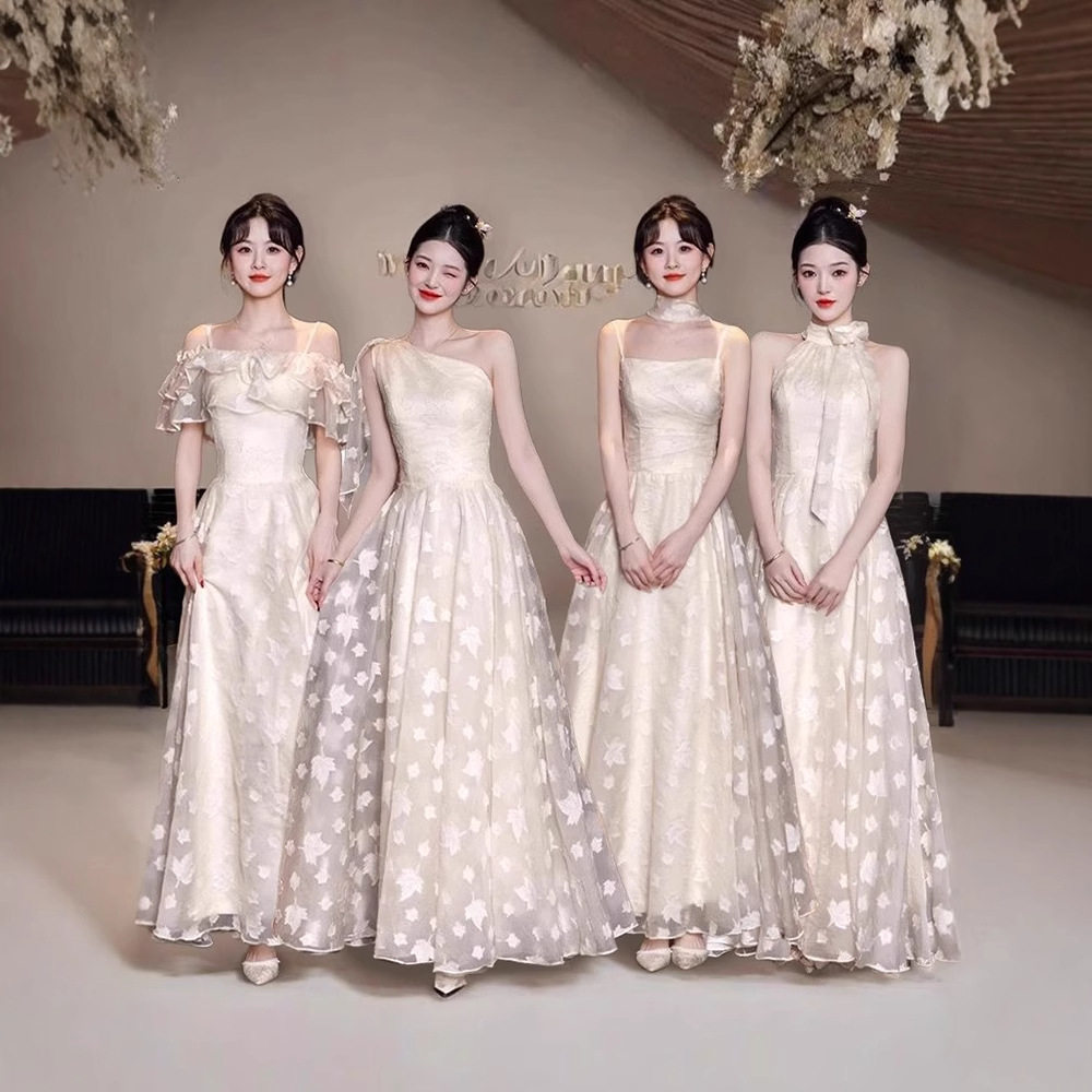 香槟色伴娘服2026新款年会感小众绝美姐妹团订婚礼服裙女平时可穿