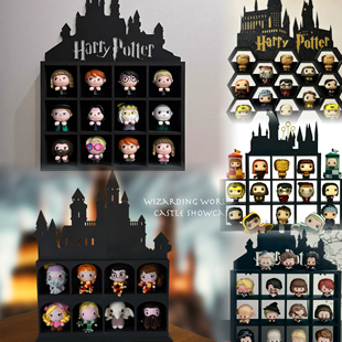 哈利波特盲盒手办Pu崽子萌粒食玩摆件展示架收纳架格子收纳格子架