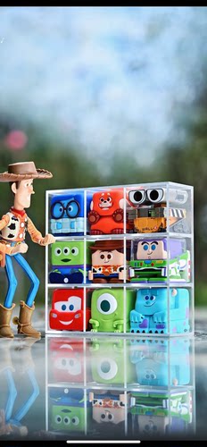 泡泡玛特叠叠乐收纳盒迪士尼经典pop cube系列展示架蜡笔小新盲盒