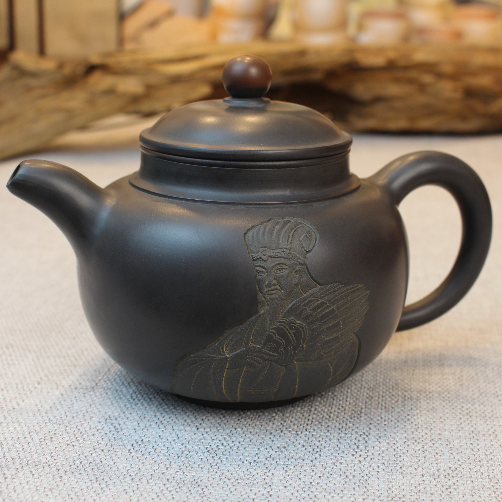 钦州坭兴陶壶邱一峰双面刻绘上官清吉制壶《诫子书》高端收藏茶器
