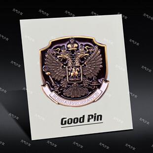 “俄罗斯联邦国Russian federation”双头鹰国徽金属胸针徽章别针