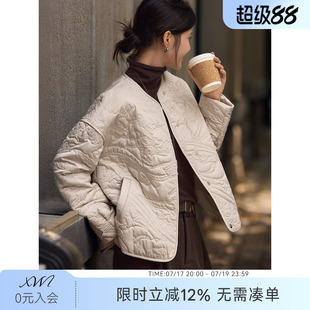 XWI欣未新中式轻国风优雅绣花棉服外套女秋冬季轻薄保暖小棉袄
