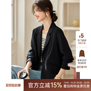 XWI欣未黑色休闲气质显瘦西装外套女秋季通勤简约轻职场西服上衣