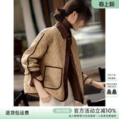 XWI欣未休闲简约大方拼色棉服外套女2025年冬季 轻薄保暖棉袄上衣