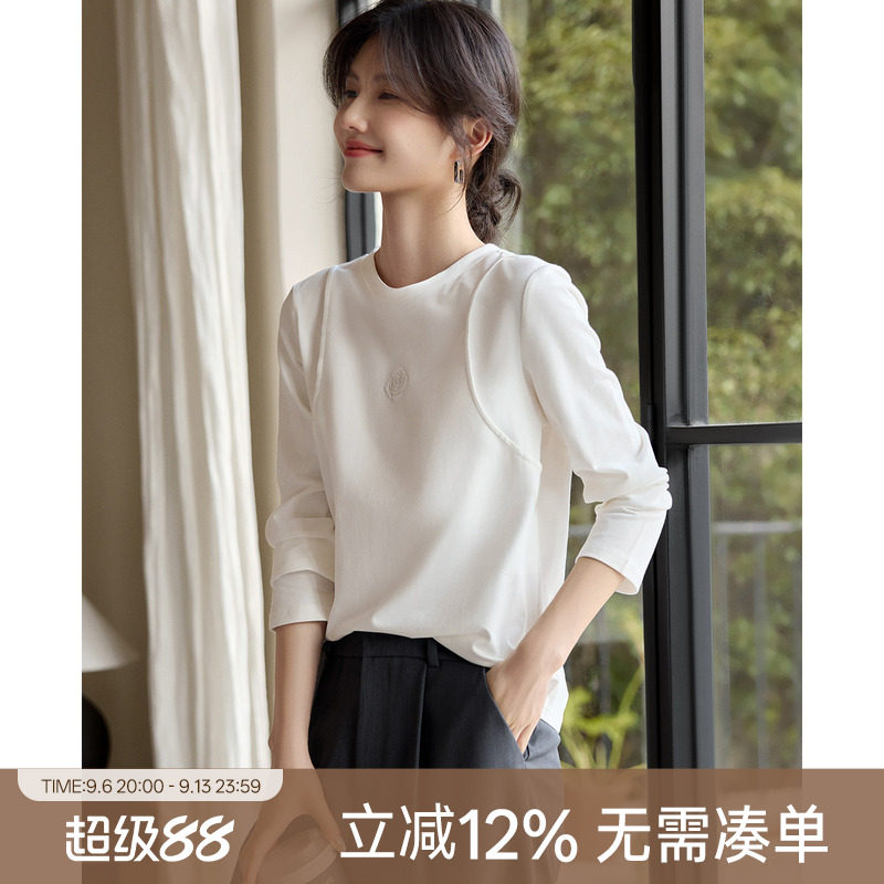 XWI欣未玫瑰压花设计T恤打底衫女图片