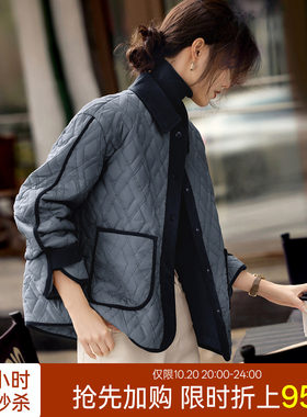 XWI欣未休闲百搭拼色棉服外套女2026年秋冬新款轻薄保暖棉袄上衣