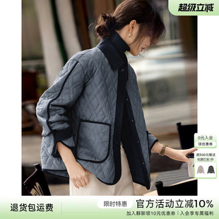 XWI欣未休闲百搭拼色棉服外套女2025年秋冬新款轻薄保暖棉袄上衣