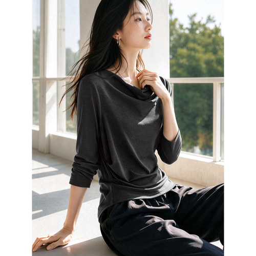 XWI欣未大圆领长袖上衣T恤女