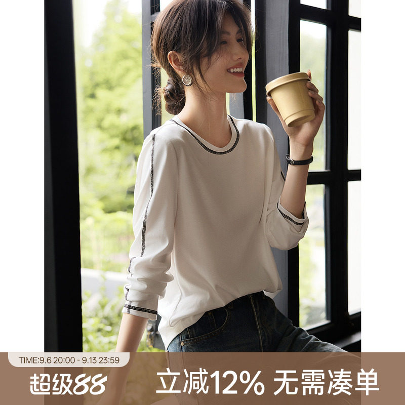 XWI欣未圆领设计感宽松休闲上衣图片
