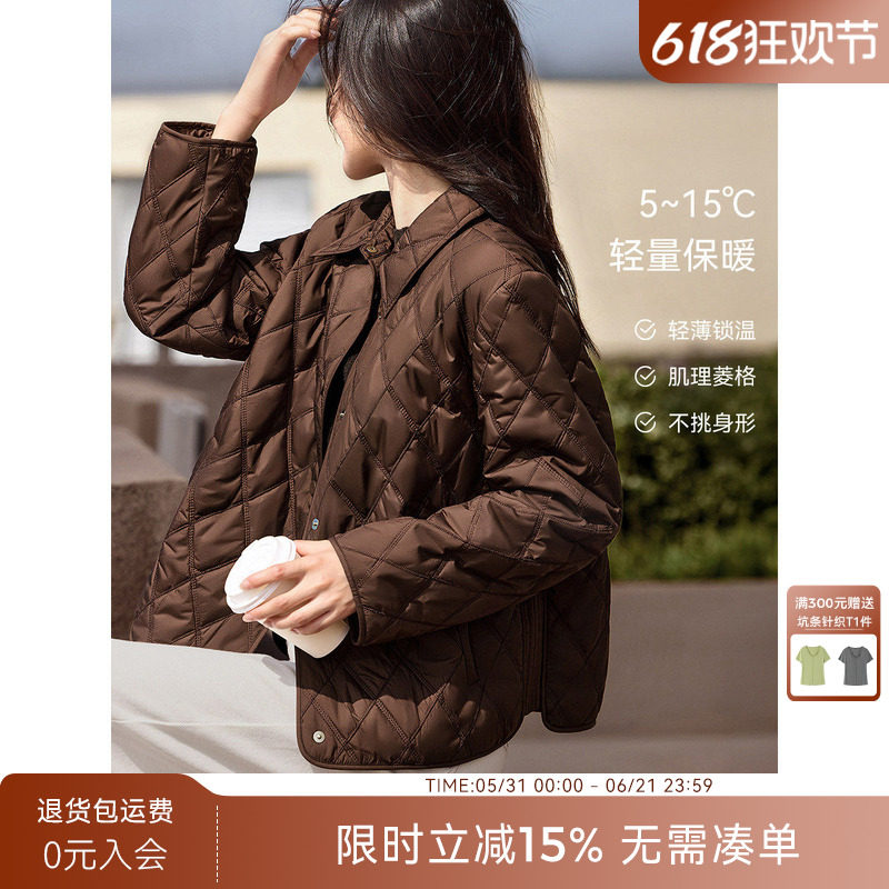 XWI欣未美拉德衬衫式夹棉棉服外套女秋冬季轻薄休闲百搭短款棉袄