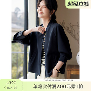 XWI欣未插肩袖棒球服外套女春秋季休闲简约气质百搭短款夹克上衣