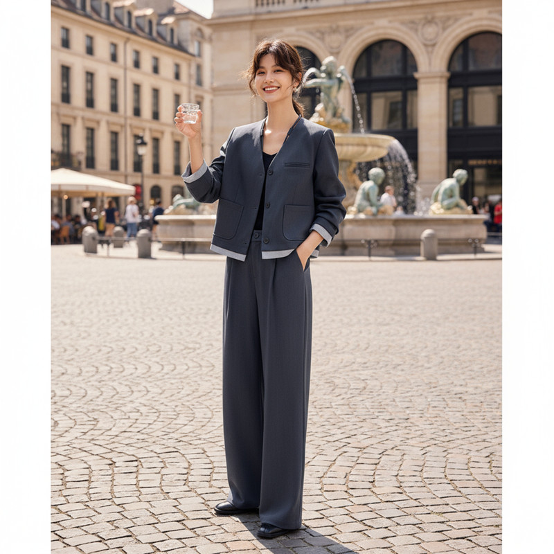 XWI欣未简约高智撞色拼接西服套装女秋季新款干练职场穿搭一整套,女装/女士精品,时尚套装,淘宝优惠券,粉丝福利购,淘宝优惠卷